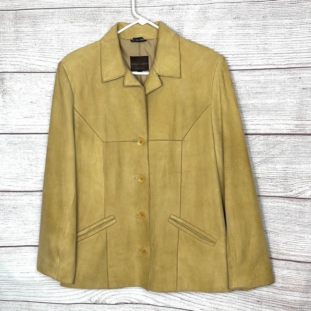 NWOT Vintage JOHN CARLISLE Sugnature Suede Button Front Jacket mustard color